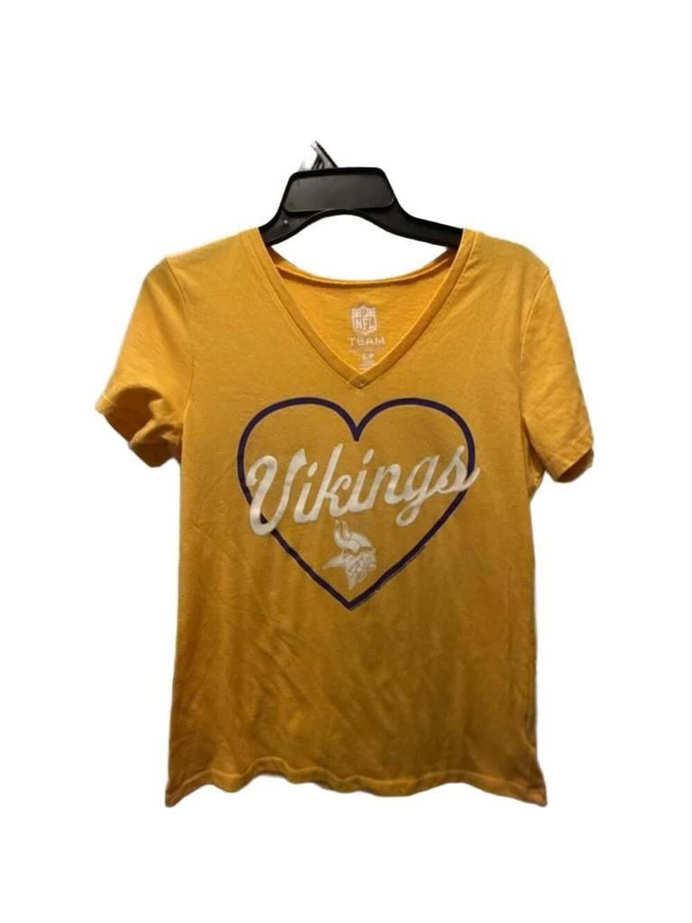 NFL Team Apparel Minnesota Vikings T-Shirt Size S Yellow V-Neck